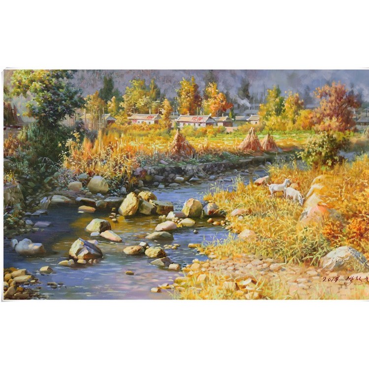 山水画风水靠山图客厅招财国画办公室装饰挂画壁画背景墙鸿运当头