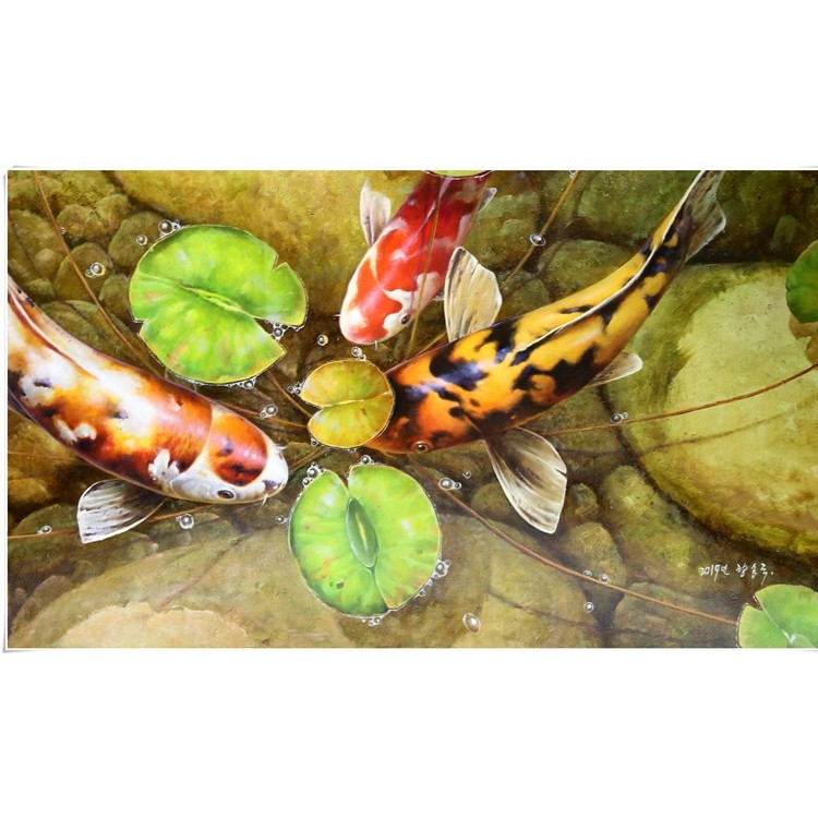 油画 年年有余 油画 专业定制朝鲜油画 朝鲜艺术品创作基地