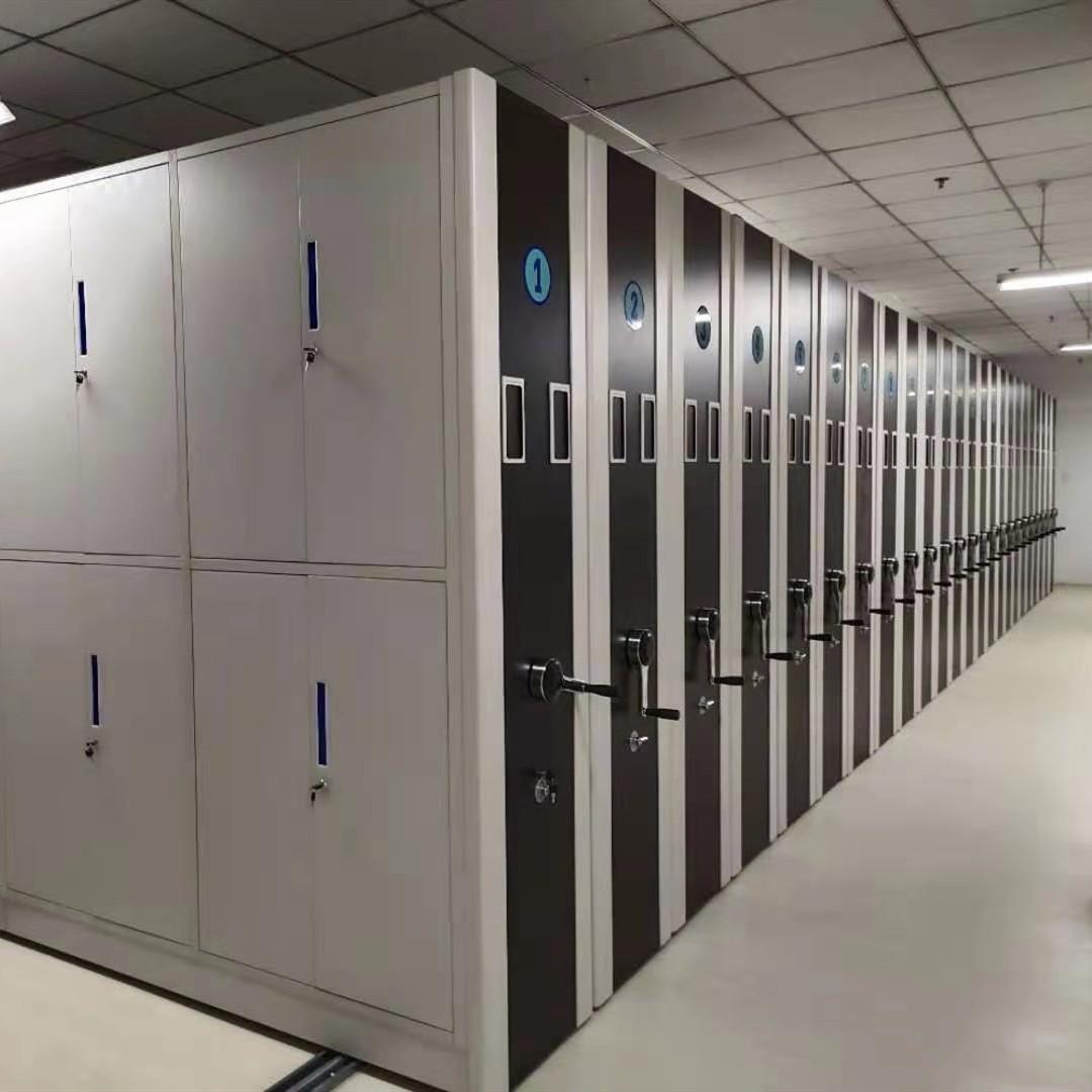 河北密集柜厂家供应手动手柄钢制密集架 手摇式移动导轨密集架