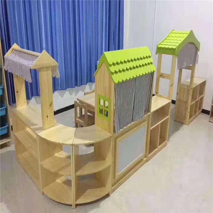 幼儿园转角实木区角组合定制  童源游乐设施