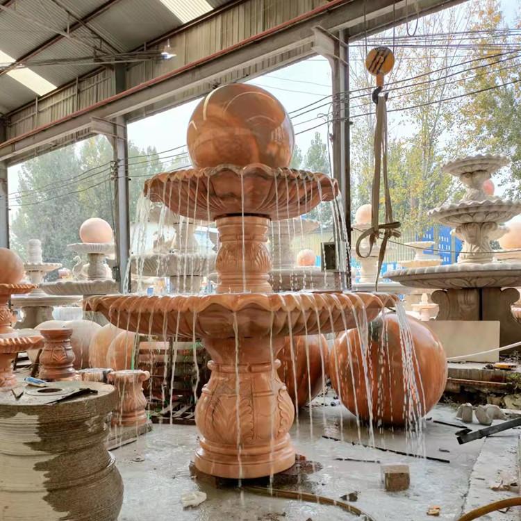 风水转运球石雕喷泉 大型广场多层流水景观美观大方