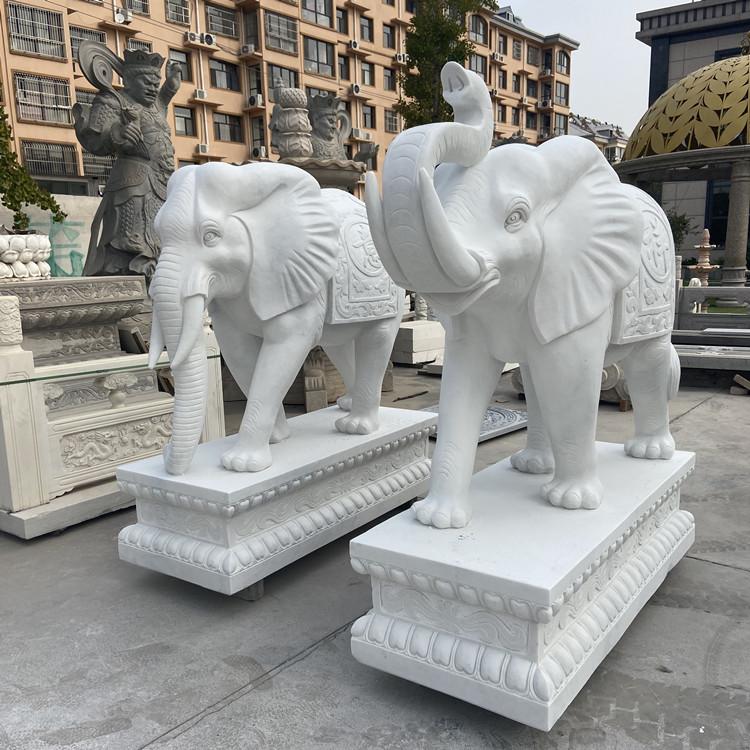 石雕大象动物花岗岩大理石雕塑 门岗形象摆件 泓锇汕