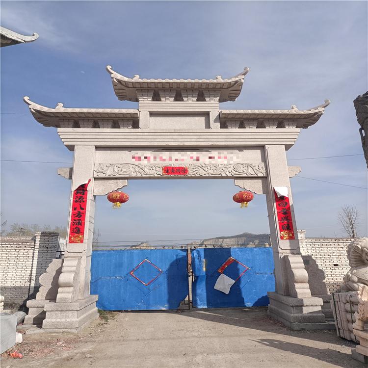 一门三楼石牌楼 仿古石牌坊 新农村石牌楼 制作生产厂家