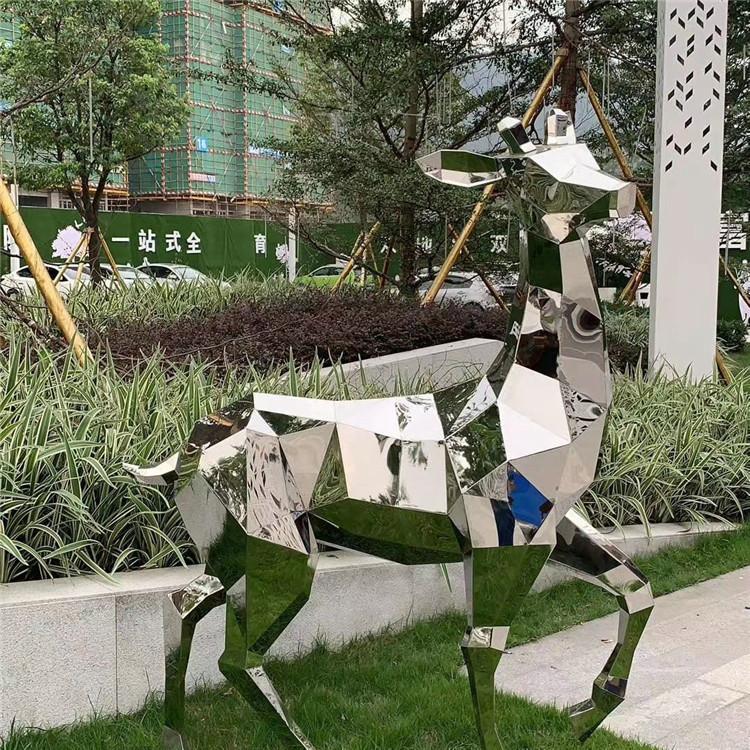 崇艺 抽象户外园林雕塑 不锈钢几何鹿雕塑 价格合理