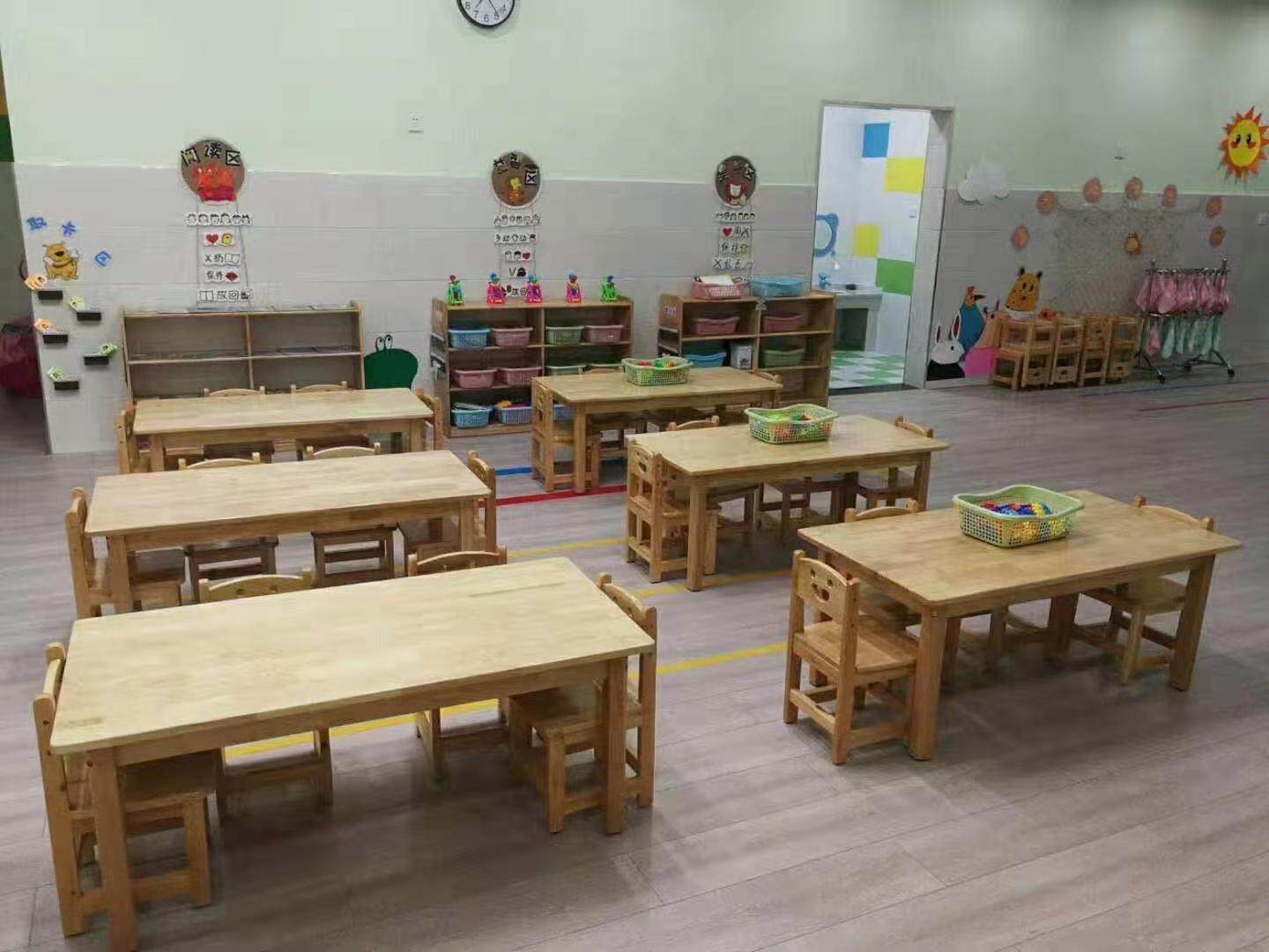 沧州儿童木质桌椅组合 幼儿园木质桌椅 早教中心实木儿童家具 厂家批发	