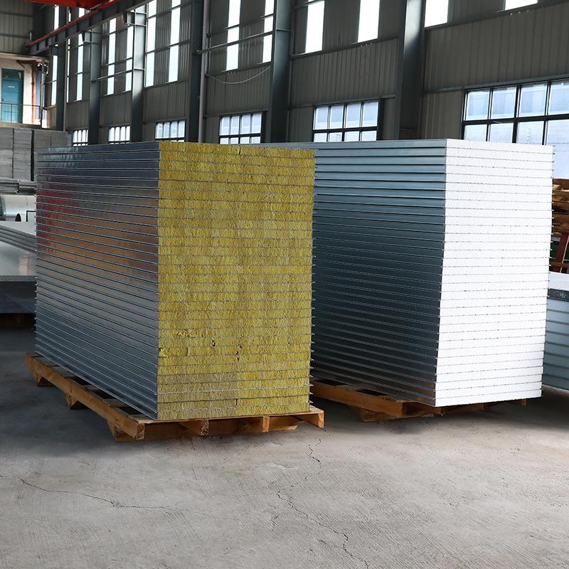 岩棉夹芯板价格优惠 净化板材 定制无尘车间岩棉夹芯板厂家