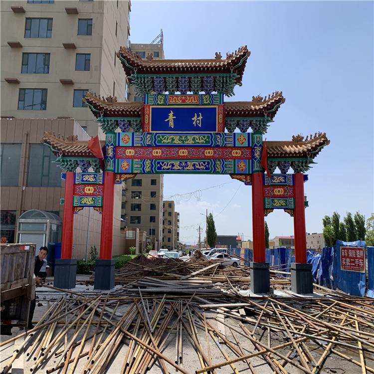 双层牌楼 彩绘牌楼 古建筑牌坊 古建窗户彩绘牌楼报价