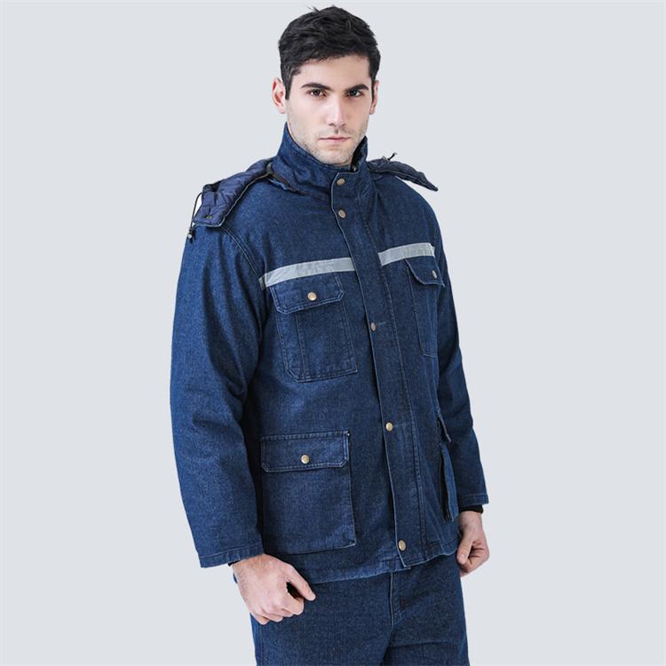 牛仔劳保工作服男棉服上衣棉袄外套焊工加厚防寒耐磨电焊棉衣工装 