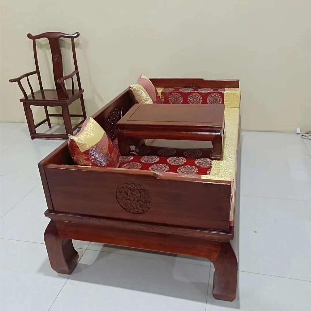 厂家供应新中式罗汉床 榆木全家具  三人沙发老榆木家用罗汉床