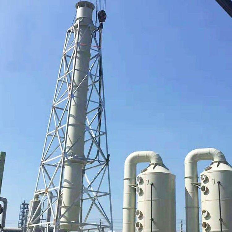 达通塔业销售废气排放烟囱塔厂家三柱钢管烟筒塔架型号齐全材料优质