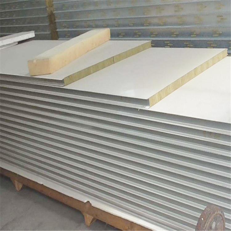 机制岩棉夹芯板  A级外墙保温复合彩钢板 按需定制岩棉复合净化板