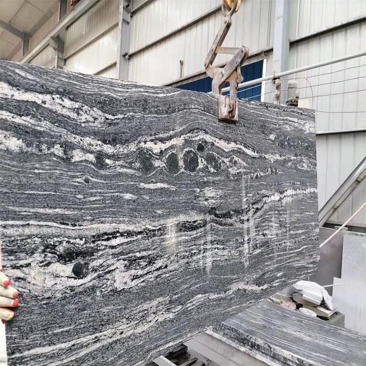 浪淘沙石材 夜里雪花岗岩火烧面 幻彩灰麻 瀚腾加工厂