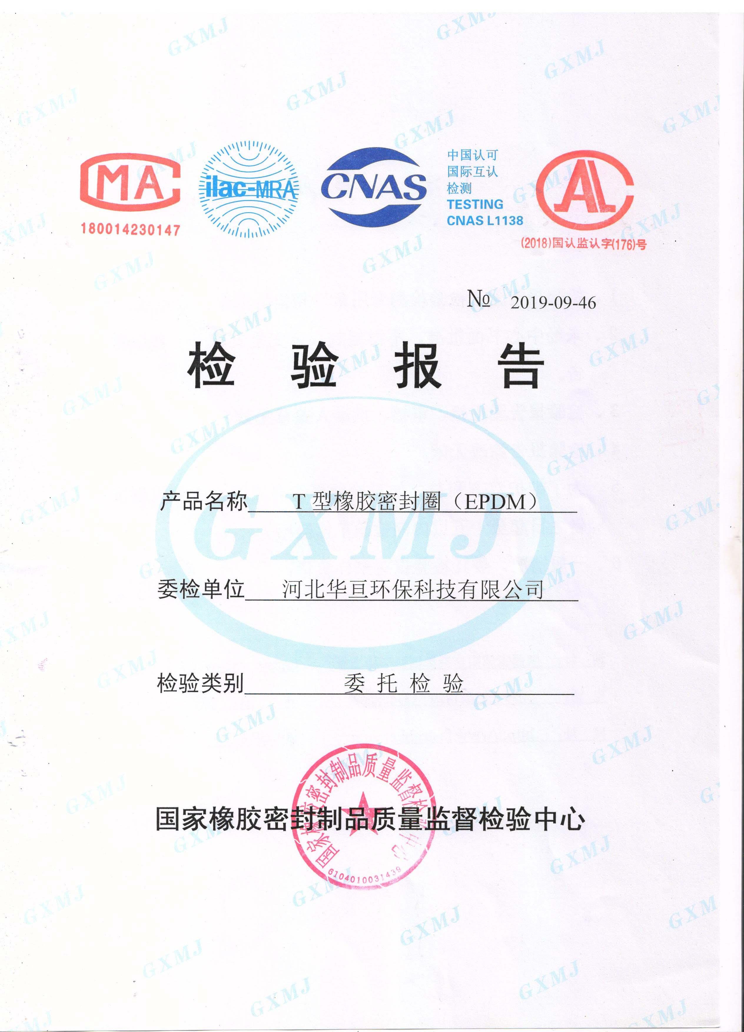 T型橡胶密封圈(EPDM)检验报告