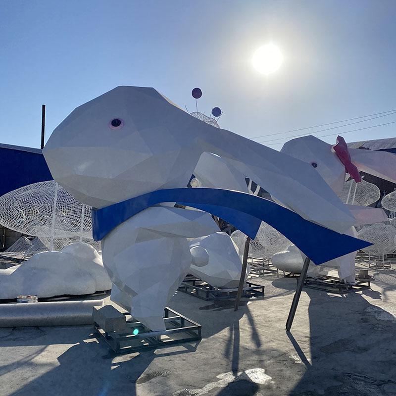 大型户外流氓兔子创意几何切面雕塑摆件