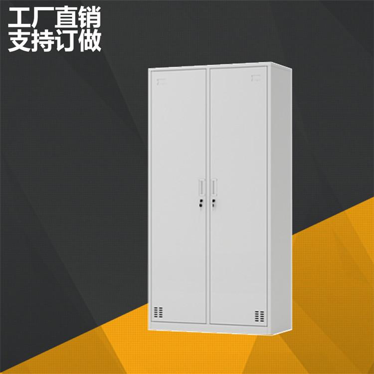 更衣柜 简约不锈钢储物柜办公室铁皮物品柜 定制钢制员工更衣柜