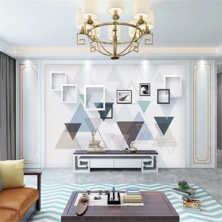 复式楼壁纸现代简约几何金色线条图壁布玄关背景墙壁画无缝墙布