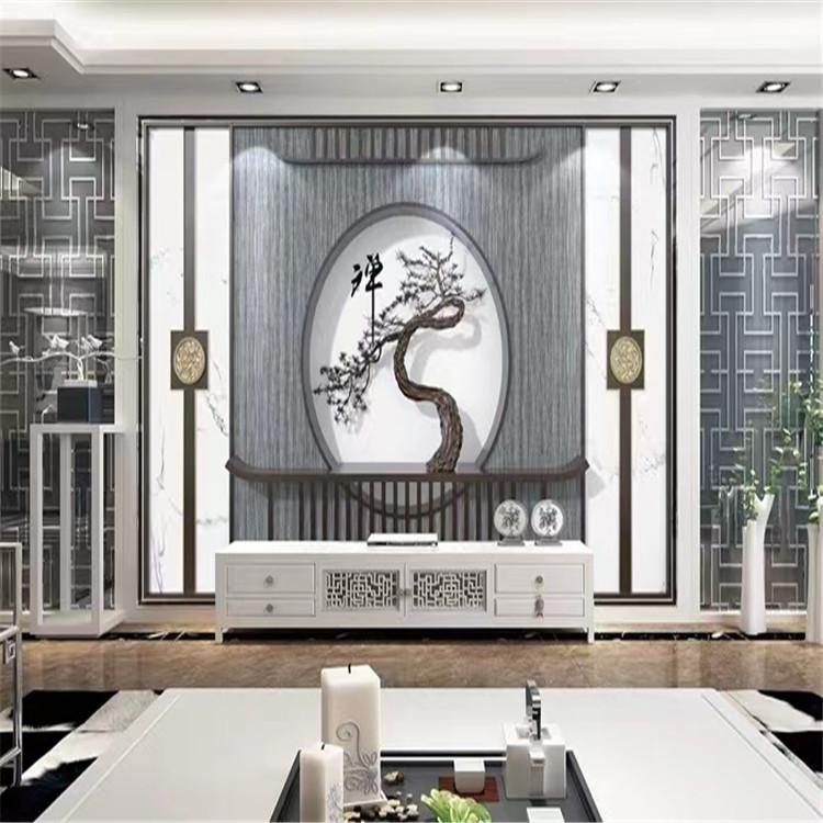 古典中式主题酒店墙纸山水花卉壁画卧室床头背景墙3d壁纸