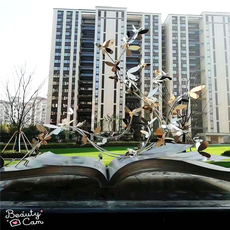 刘豹雕塑 不锈钢竹简雕塑 户外雕塑