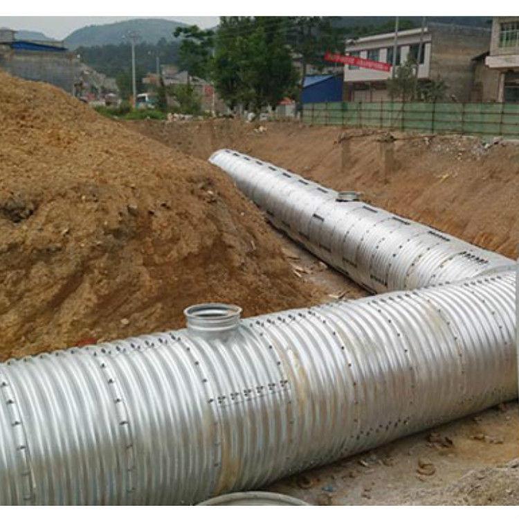  直径4米钢波纹涵管 热镀锌金属波纹管涵  波纹钢板拱桥