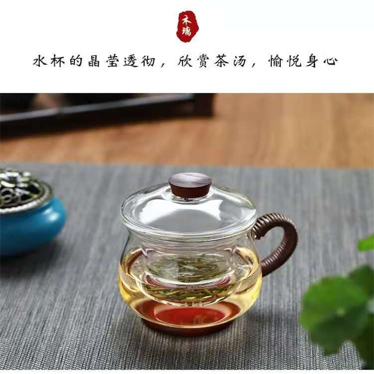 木璃水杯 透明带盖过滤花茶杯 办公室水杯女茶水分离泡茶杯