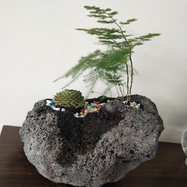 厂家批发火山石花盆黑色红色 火山石圆球圆饼 多肉造景