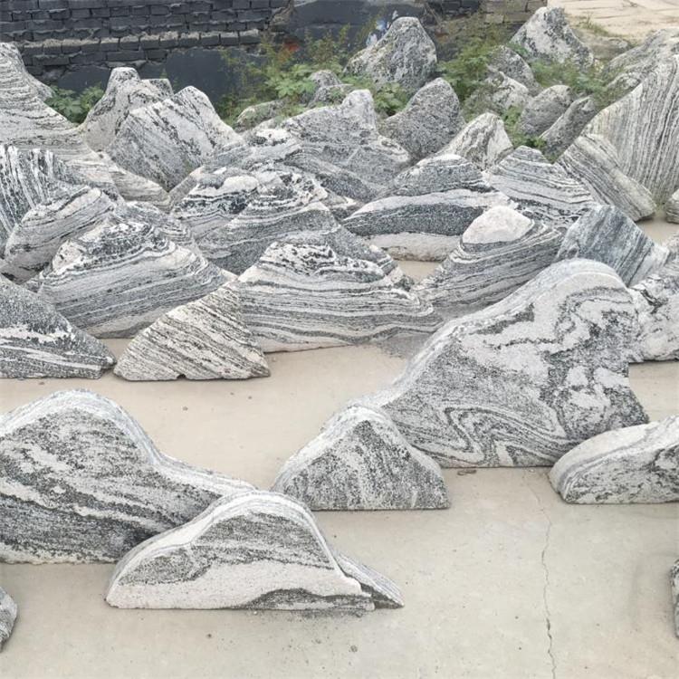 大型泰山景观石 园林花岗岩风景石 雪浪石切片组合