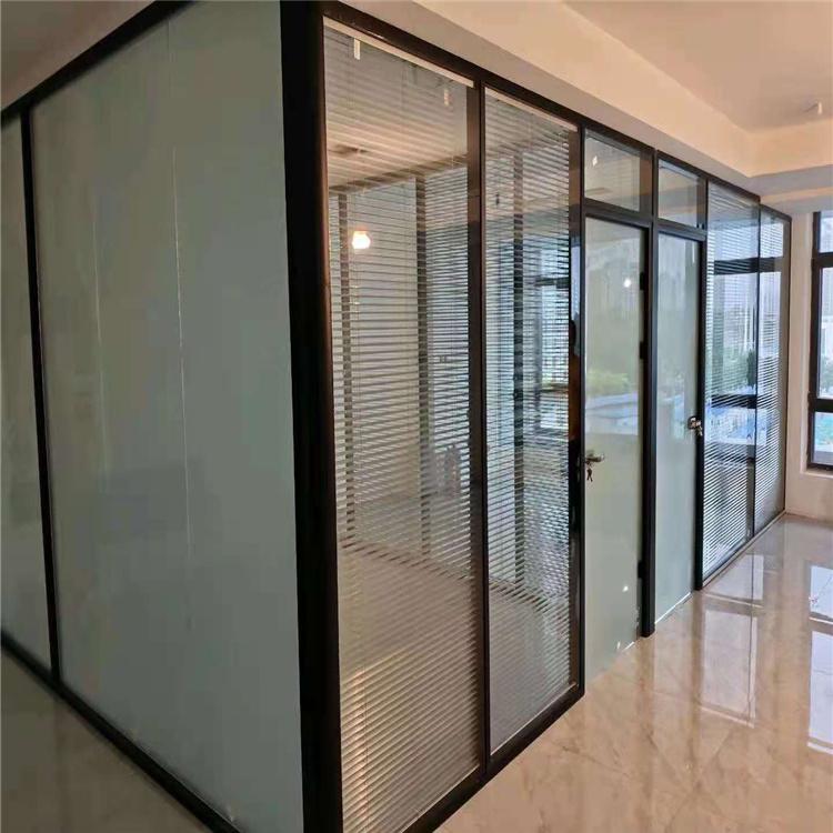 办公玻璃隔断墙安装定制厂家 高隔铝材隔断 单层磨砂办公玻璃隔断