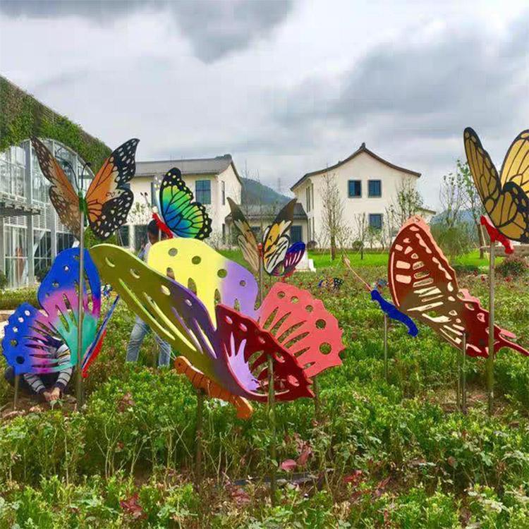 不锈钢商场雕塑 蝴蝶兔子雕塑 园林风景 普洱雕塑制作厂家