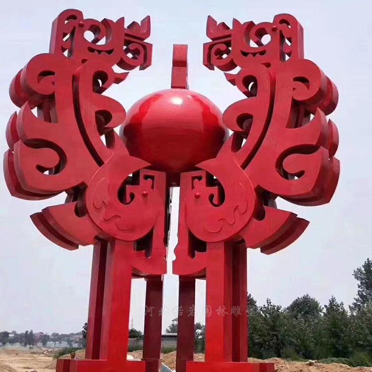 红色户外造型雕塑   不锈钢中国风风雕塑     园林设计不锈钢雕塑
