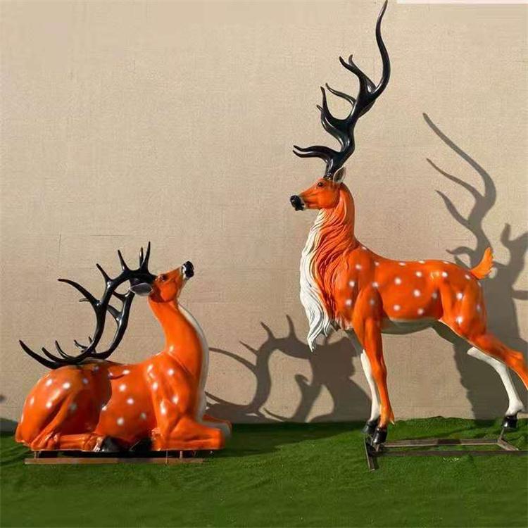 玻璃钢动物雕塑 商业街景观小品雕塑 玻璃钢鹿雕塑