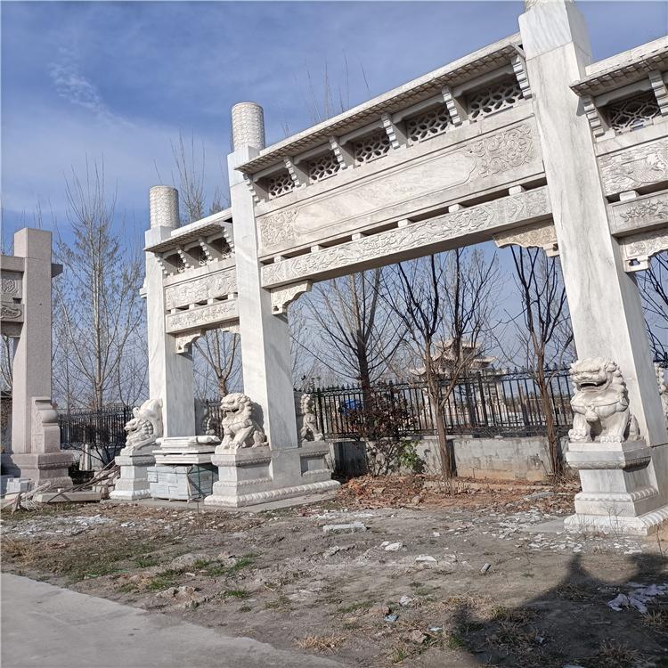 汉白玉石雕牌坊牌楼 花岗岩石材牌坊 石栏杆厂家供货价格