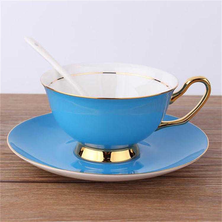 骨瓷办公水杯定制 白色陶瓷开会茶杯会议杯子定做 带碟盖杯定制logo刻字