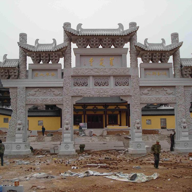 汉白玉三门石牌坊 花岗岩石牌坊 万益园林