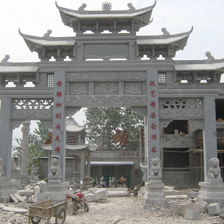 汉白玉三门石牌坊 花岗岩石牌坊 万益园林