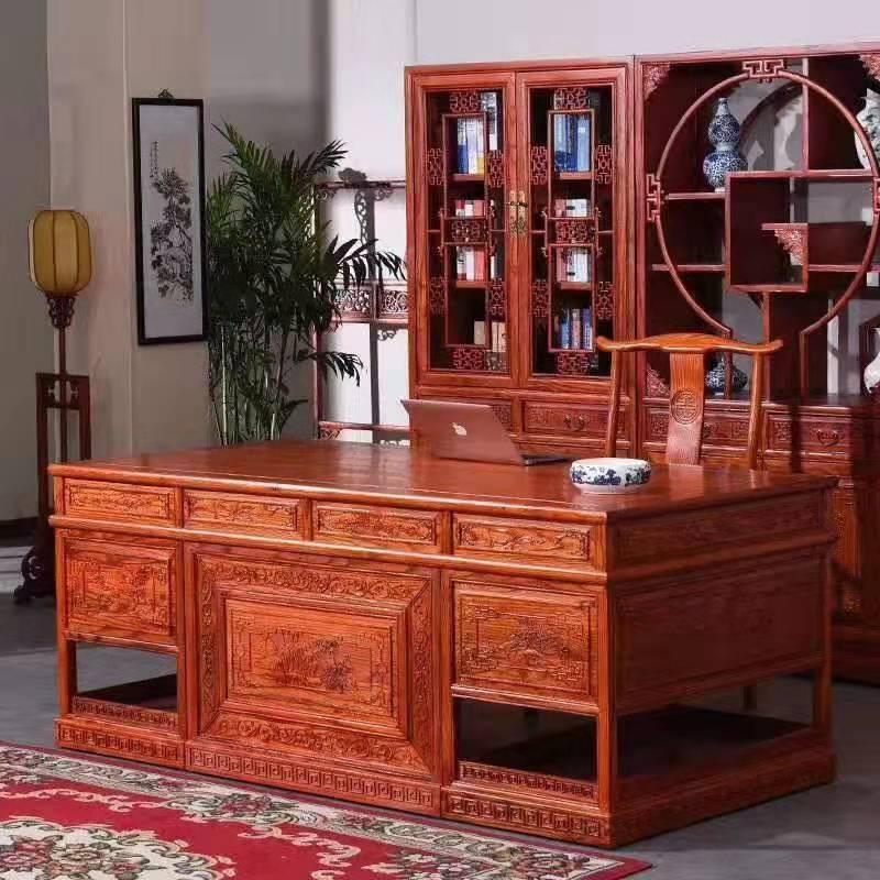 厂家定制老榆木老板桌书桌书房办公卓椅仿古家具