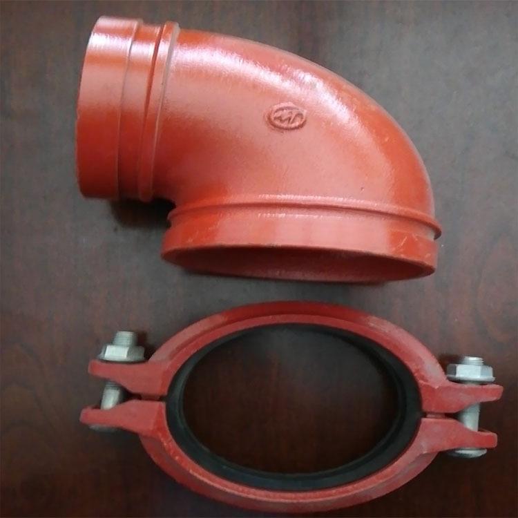 厂家货源 卡箍式抱箍接头 沟槽管件 消防沟槽弯头 90度沟槽弯头