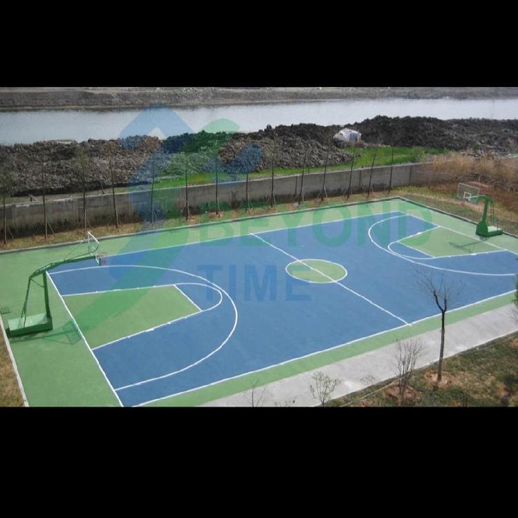 硅PU篮球场地胶施工 硅PU篮球场铺装 信联体育 球场材料