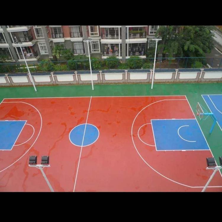 硅PU篮球场地胶施工 硅PU篮球场铺装 信联体育 球场材料