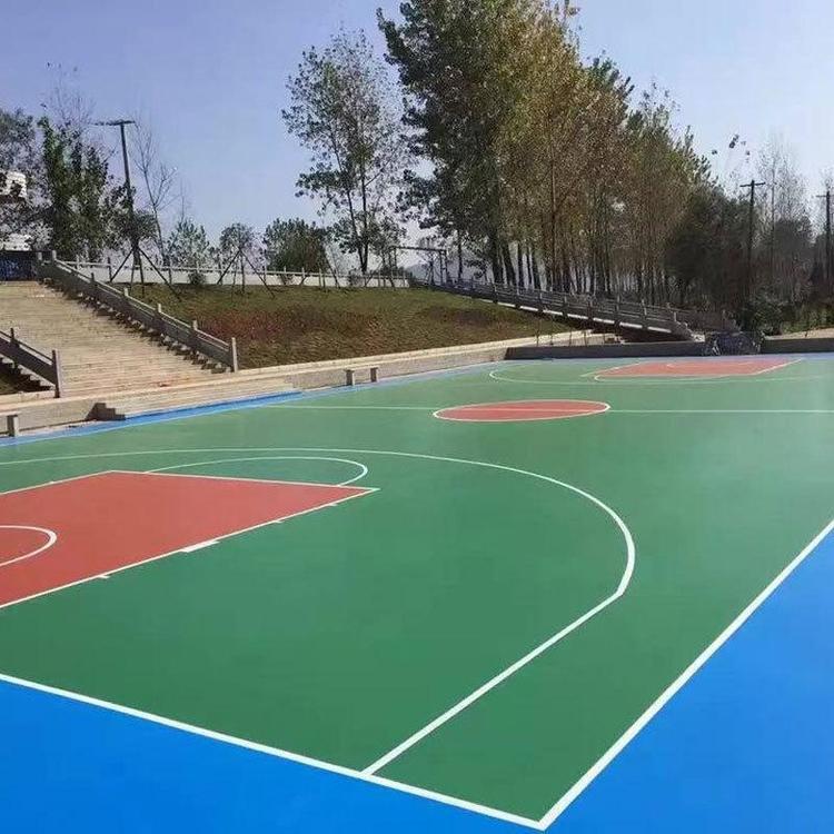 硅PU篮球场地胶施工 硅PU篮球场铺装 信联体育 球场材料