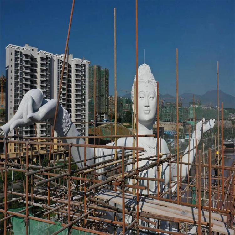大型石雕佛像 露天观音佛像  寺庙仿古石雕佛像定制
