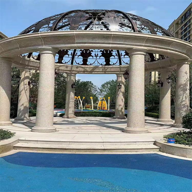 欧式建筑石雕 圆形石雕凉亭 园林石雕  石柱定制