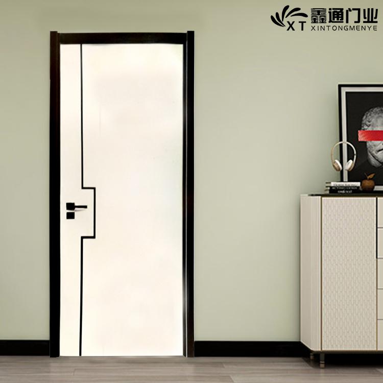 鑫通门业新中式白色镶铝合金生态木门室内门