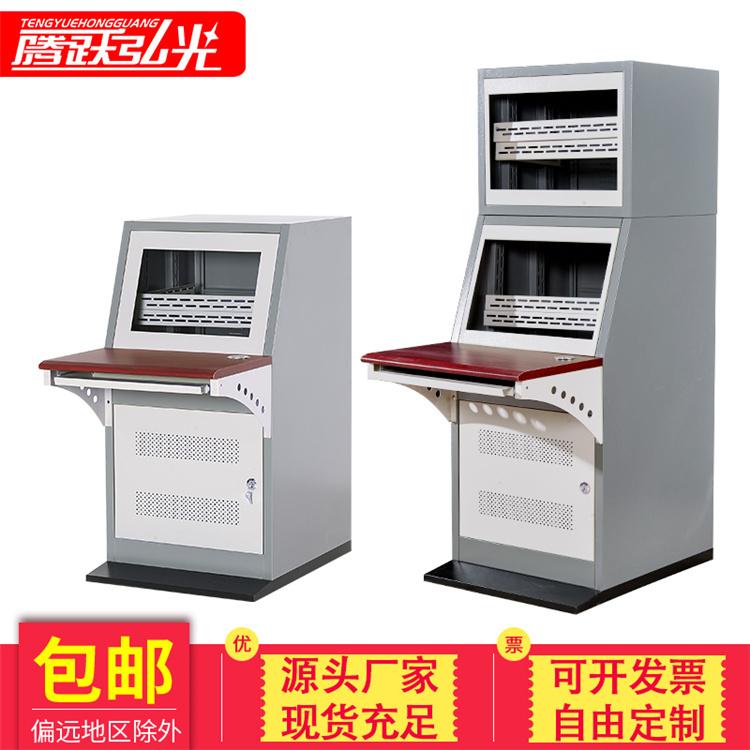 监控琴式操作台双联琴台三联操控台控制平台嵌入式拼接屏落地机柜