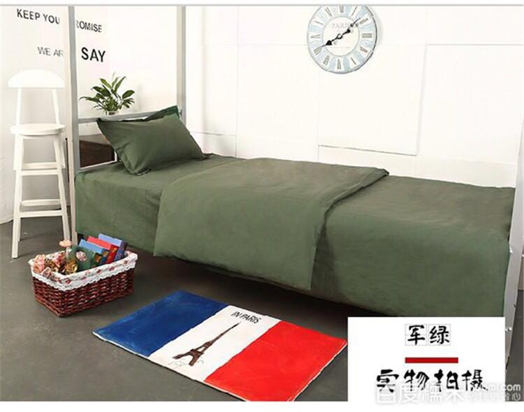 军绿色斜纹纯棉布料 绿色宿舍床单被罩布料批发厂家直销
