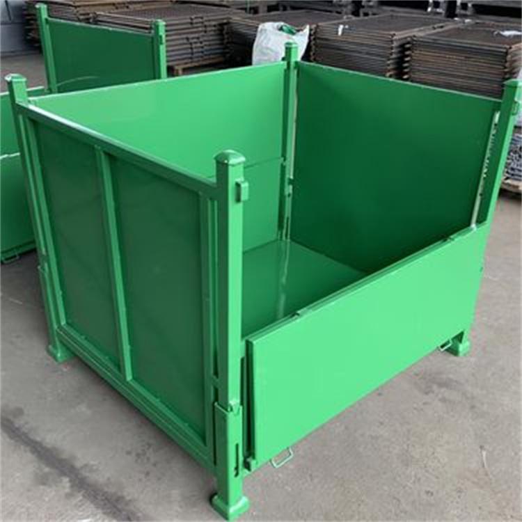 金属周转箱 生产金属物流箱 铁质物料框 钢制仓库周转箱