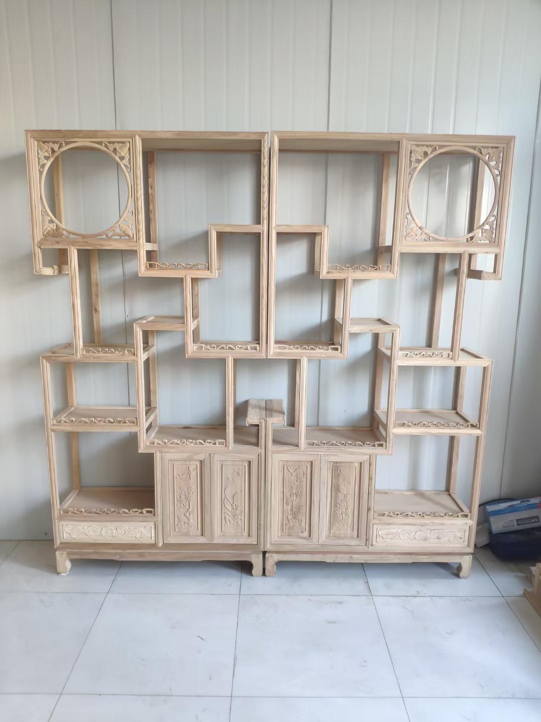 新中式展示柜榆木博古架多宝阁书架书柜茶架子货架置物架厂家供应