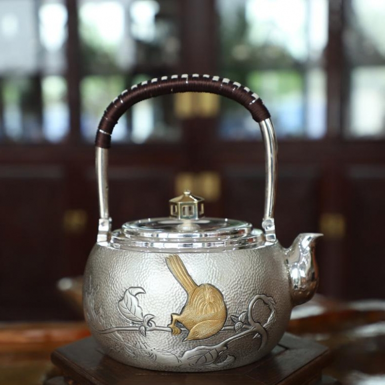 手工纯银茶壶 云南银壶 大师品牌银壶  纯银999烧水壶 纯手工银壶
