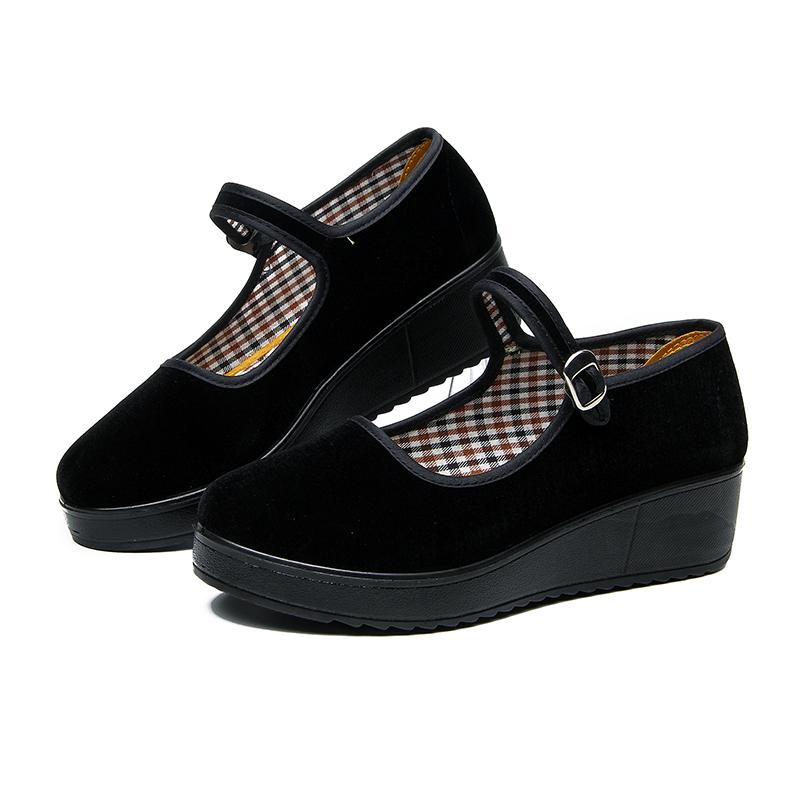 苗府盛源祥新款酒店工作礼仪鞋广场舞妈妈鞋超轻厚底舞蹈布鞋