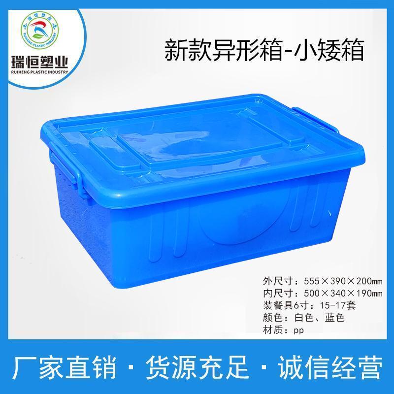 邯郸邢台塑料箱 蓝色带盖小矮箱 加厚物流周转箱